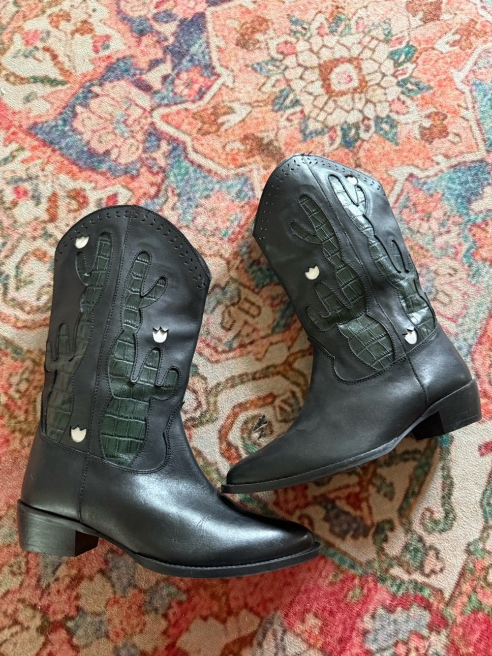 ASOS Leather Cactus Cowboy Boots